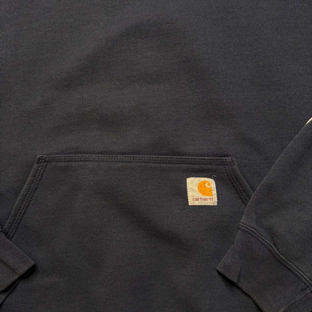 Carhartt Hoodie Mens Large Dark Blue Original Fit Logo Sleeve Graphic Y2K K121 - Picture 2 of 8